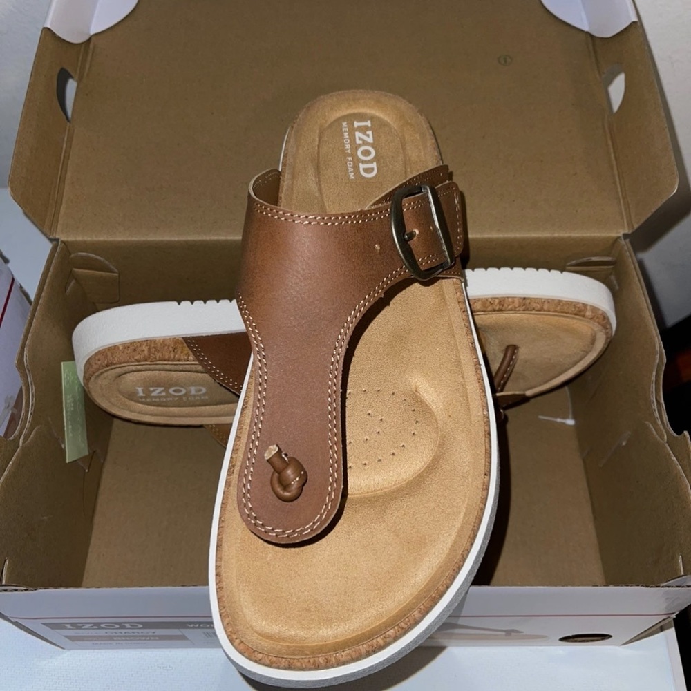 Izod Ladies' Size 9, Charcy Strap Sandal, Brown